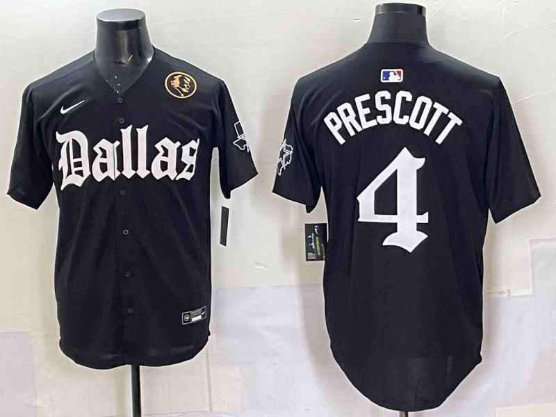 Men 2025 Nike Dallas Cowboys #4 Prescott Black 5th generation Joint Name Limited NFL Jersey 011